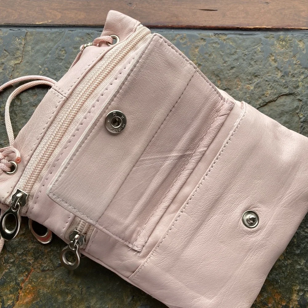Pink leather crossbody - Picture 3 of 5
